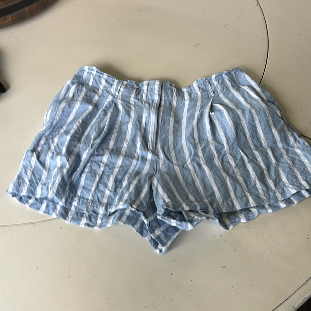 šŗLOFT High Waist Blue and White Striped Shorts
